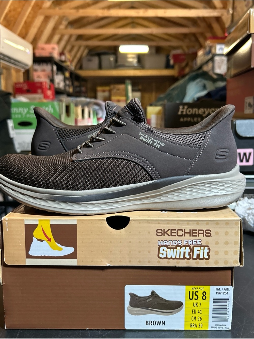 Skechers Swift Fit Men's Slip-On Athletic Sneakers in Brown and Gray